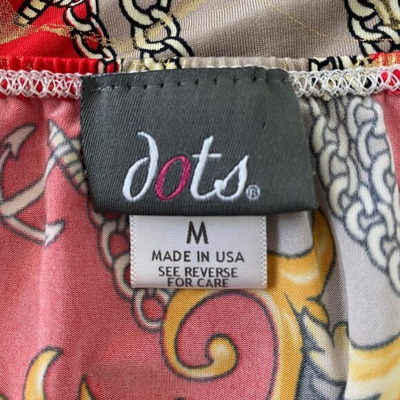 Y2K Boho Red Gold Paisley Low Cowl Neck Made in USA Halter Top Sz M - Picture 7 of 8